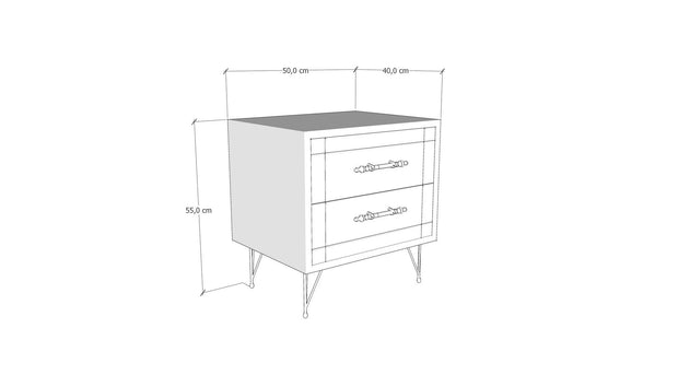 Asir Comodino con 2 cassetti Night Bianco