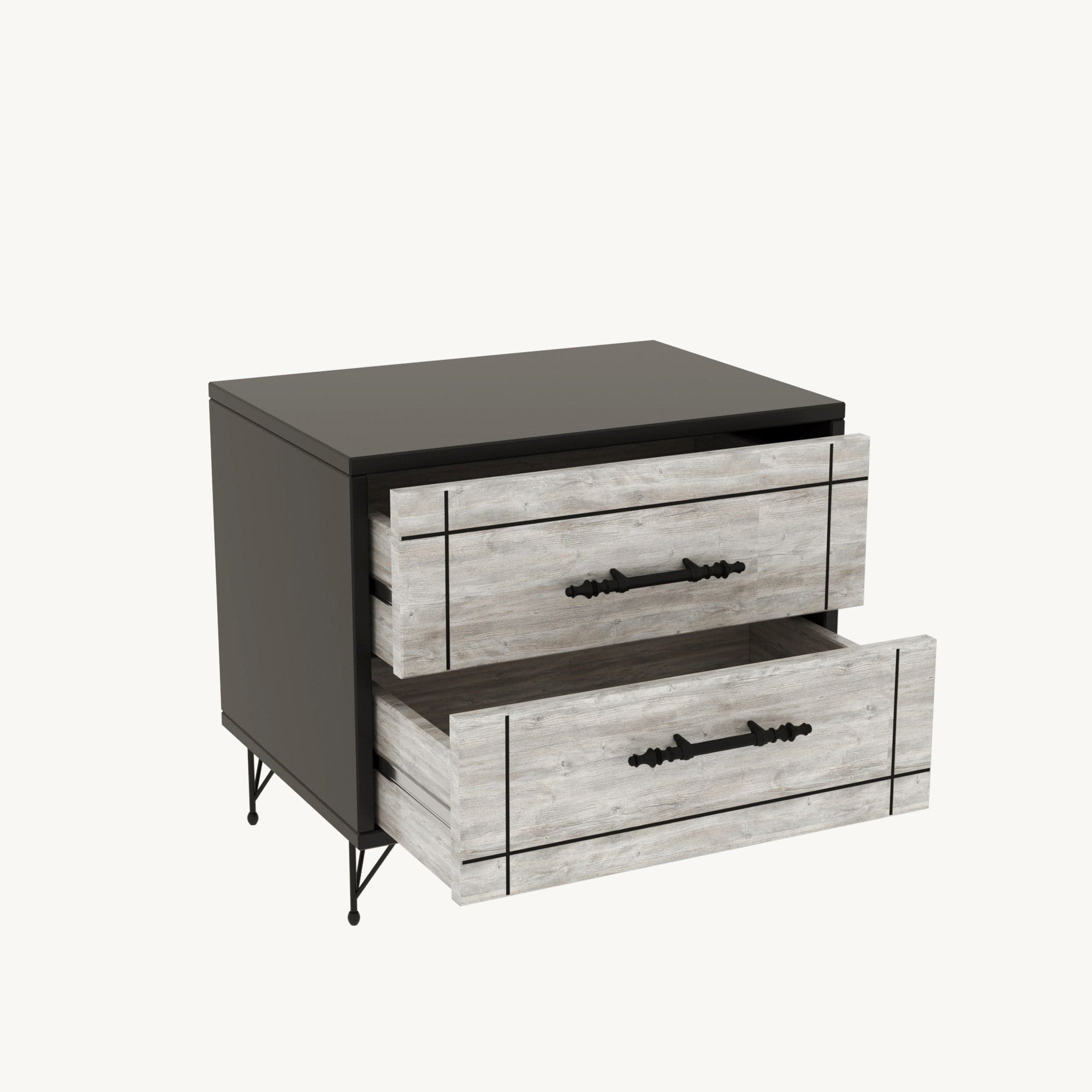 Asir Comodino con 2 cassetti Night Grigio