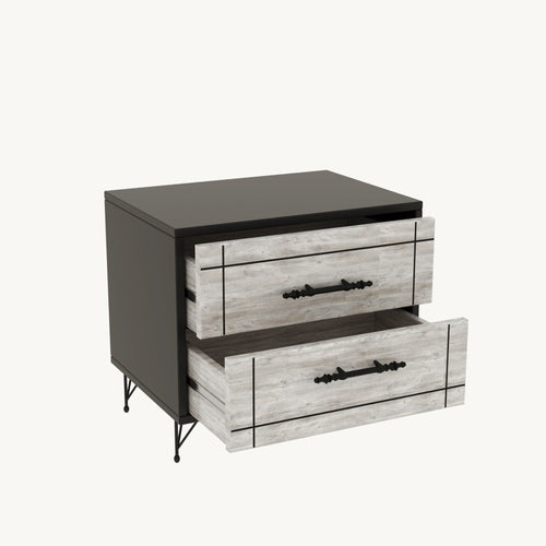 Asir Comodino con 2 cassetti Night Grigio