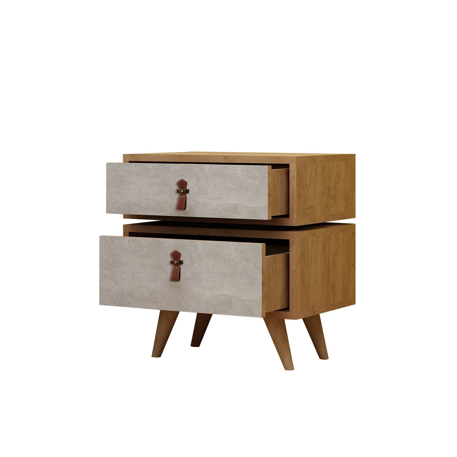 Asir Comodino con 2 cassetti Olenj Grigio