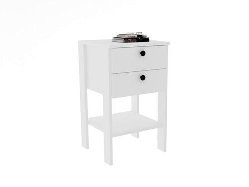 Asir Comodino con 2 cassetti Ruzisa V2 Bianco