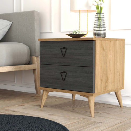 Asir Comodino con 2 cassetti Versa 3638 Marrone