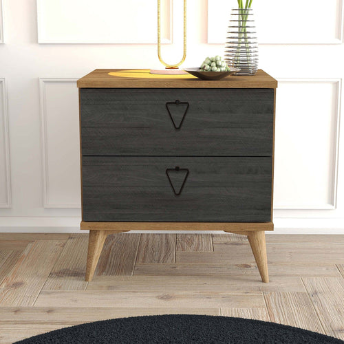 Asir Comodino con 2 cassetti Versa 3638 Marrone