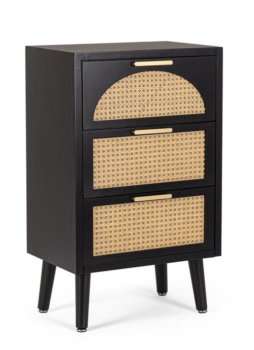 Bizzotto Comodino con 3 cassetti Josine Nero