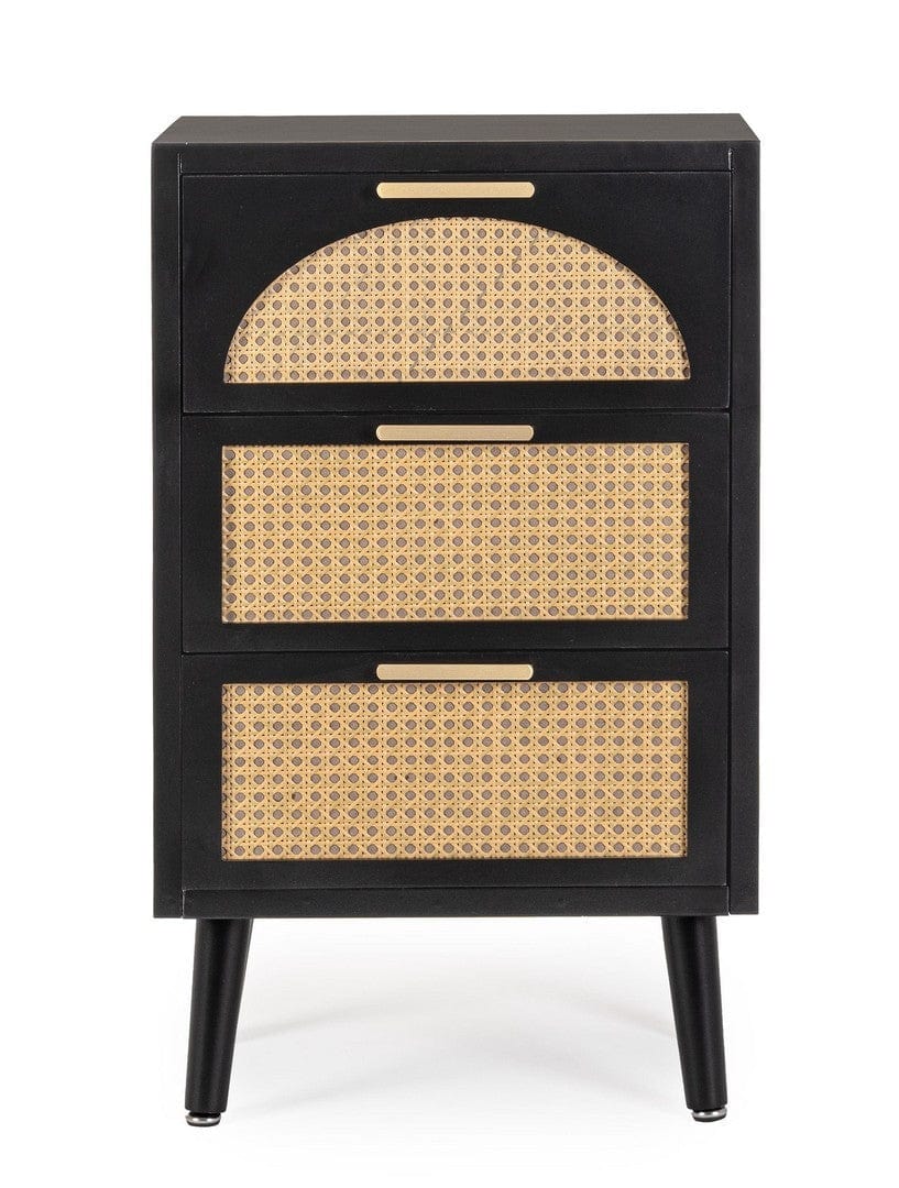 Bizzotto Comodino con 3 cassetti Josine Nero
