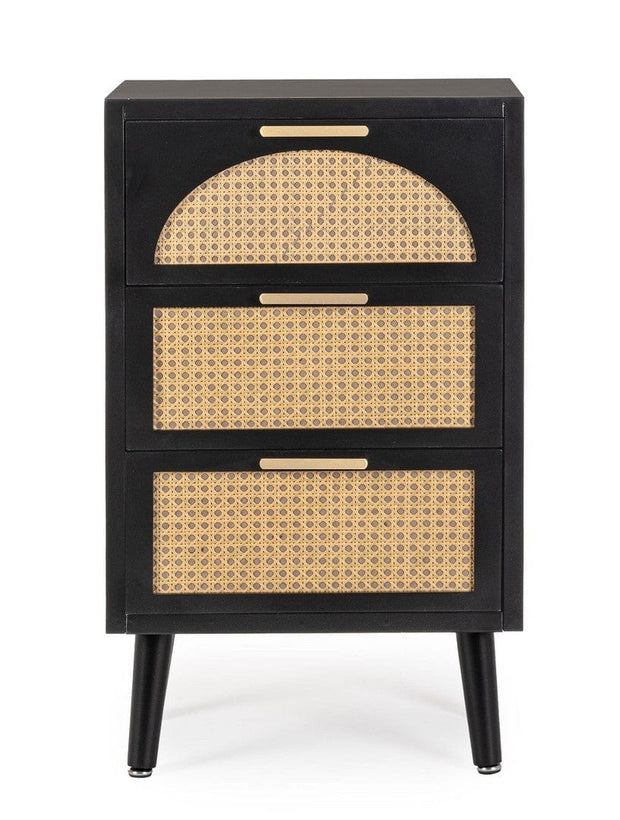 Bizzotto Comodino con 3 cassetti Josine Nero