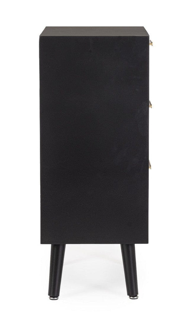 Bizzotto Comodino con 3 cassetti Josine Nero