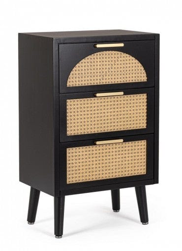 Bizzotto Comodino con 3 cassetti Josine Nero