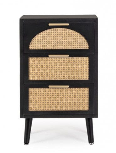 Bizzotto Comodino con 3 cassetti Josine Nero