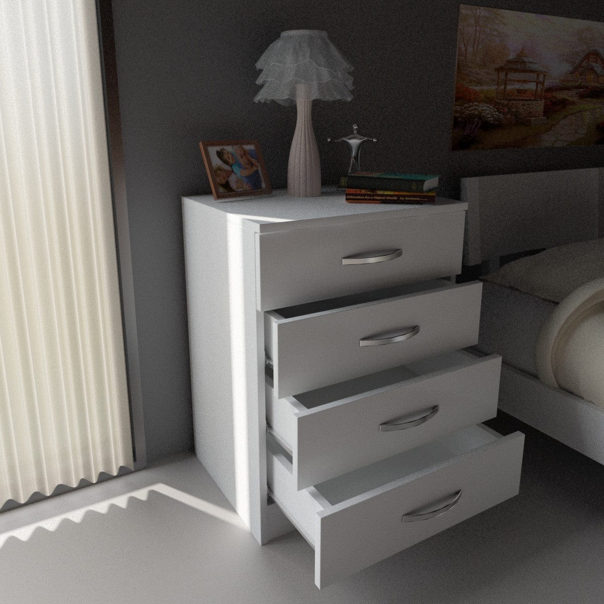 Asir Comodino con 4 cassetti Diva V4 Bianco