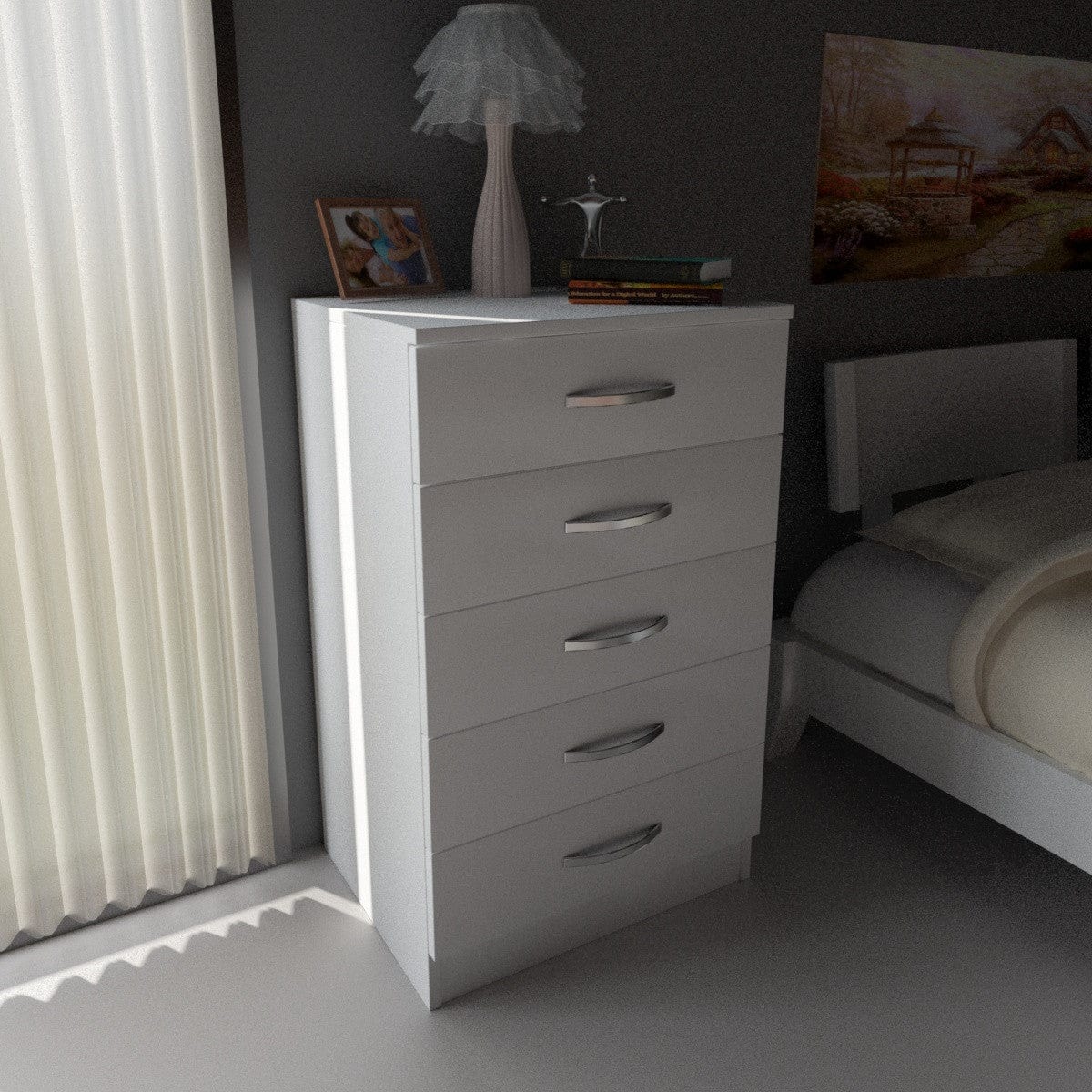 Asir Comodino con 5 cassetti Diva V5 Bianco