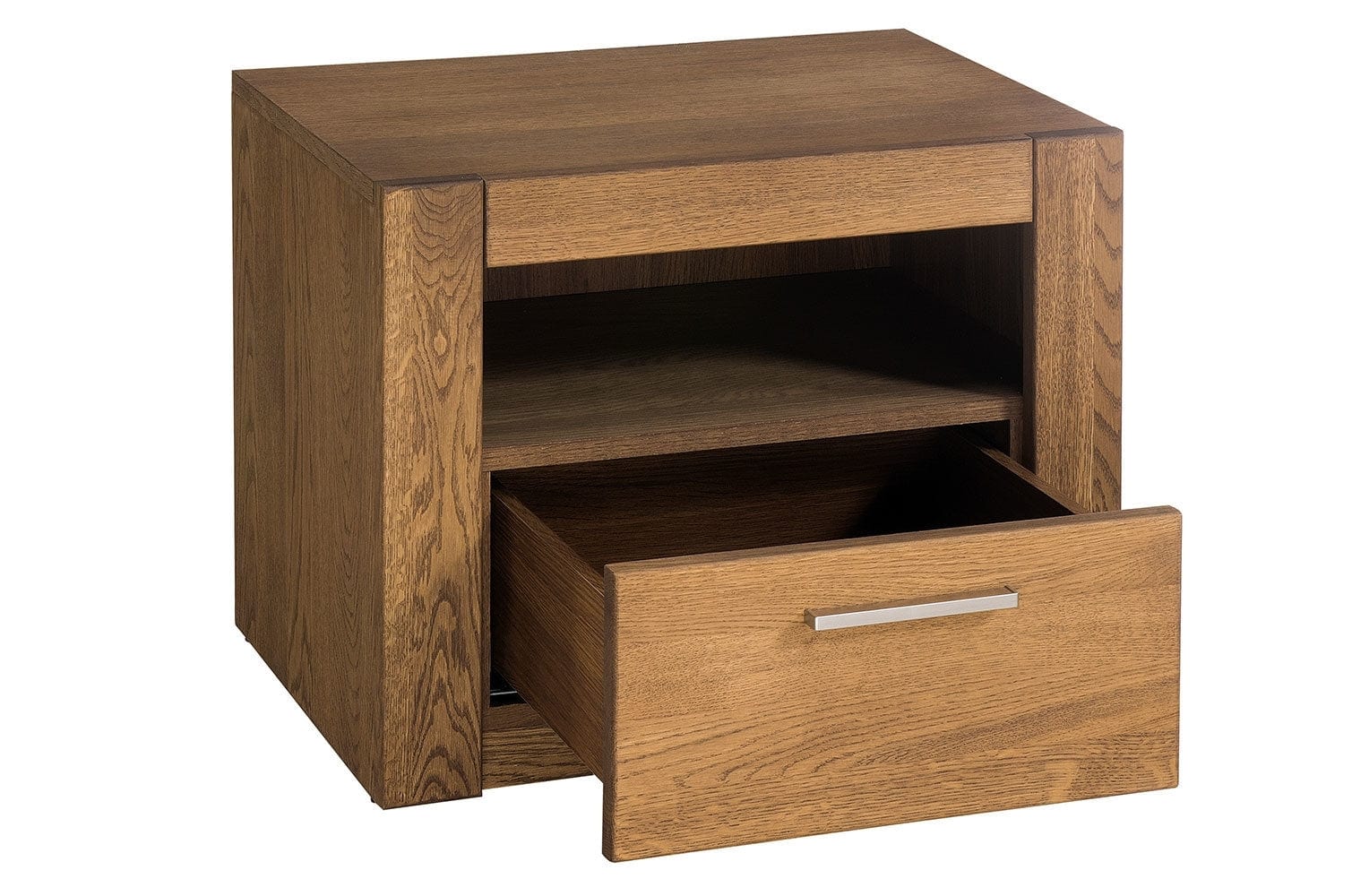 Szynaka Comodino in impiallacciato e paglia con 1 cassetto Velvet 79 Rovere rustico, l54xl42xh42 cm