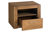 Szynaka Comodino in impiallacciato e paglia con 1 cassetto Velvet 79 Rovere rustico, l54xl42xh42 cm