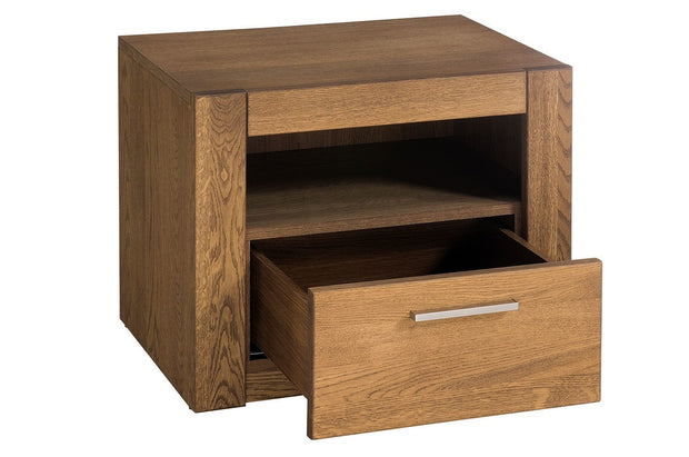 Szynaka Comodino in impiallacciato e paglia con 1 cassetto Velvet 79 Rovere rustico, l54xl42xh42 cm