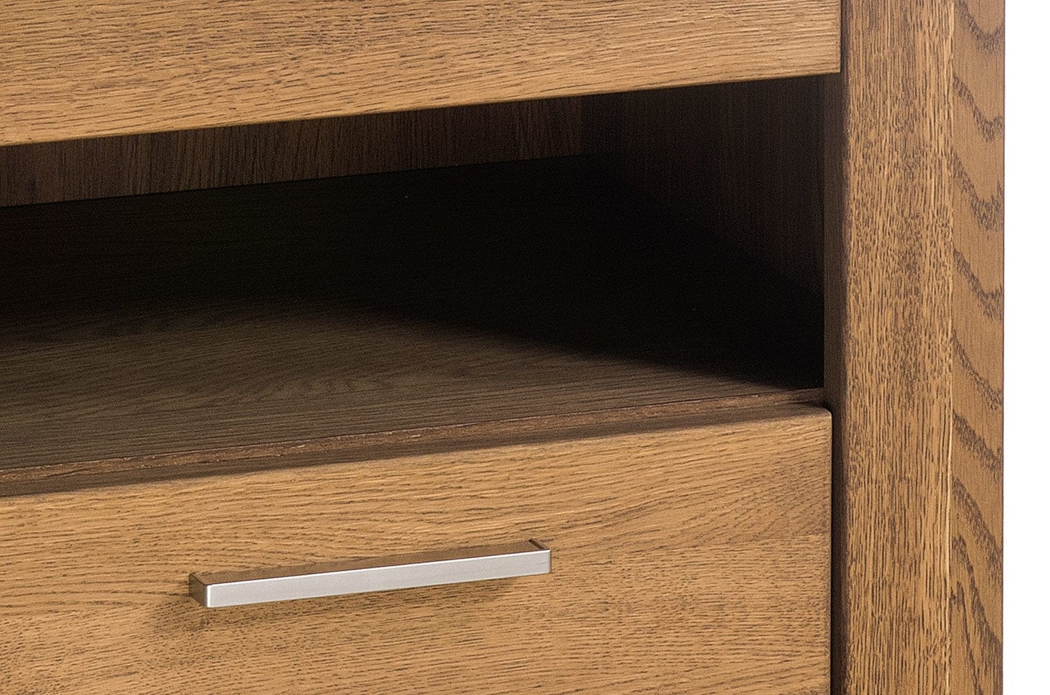 Szynaka Comodino in impiallacciato e paglia con 1 cassetto Velvet 79 Rovere rustico, l54xl42xh42 cm