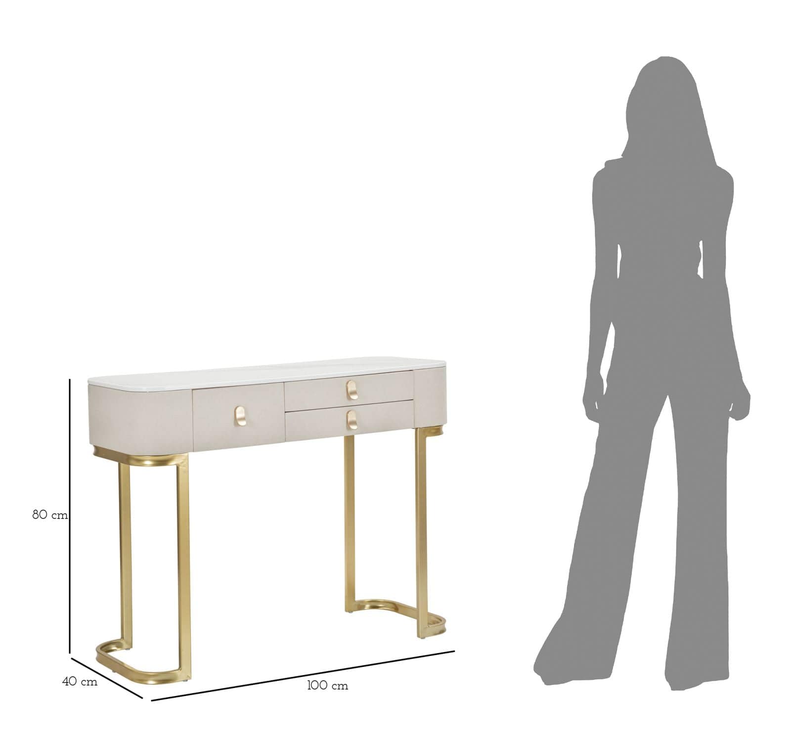 Mauro Ferretti Console 3 Cassetti Beauty cm 100x40x80