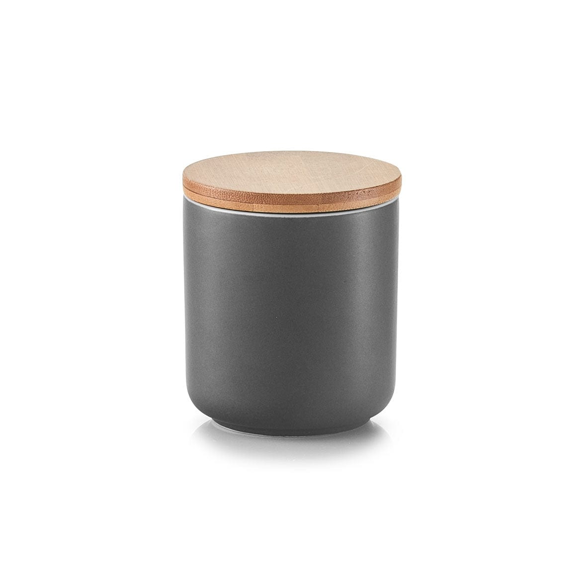 Zeller Contenitore in ceramica, coperchio in bambù, antracite 200 ml, Ø 7,5xH8,5 cm