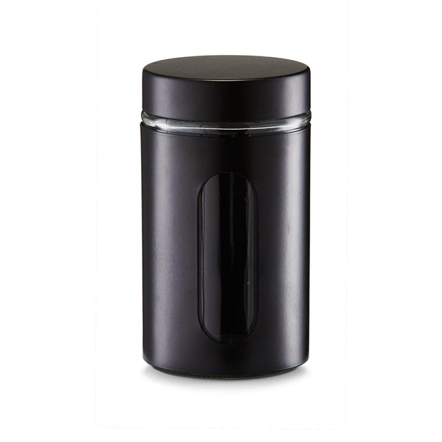 Zeller Contenitore Visual II, metallo e vetro, nero 900 ml, Ø 10,2xH18 cm
