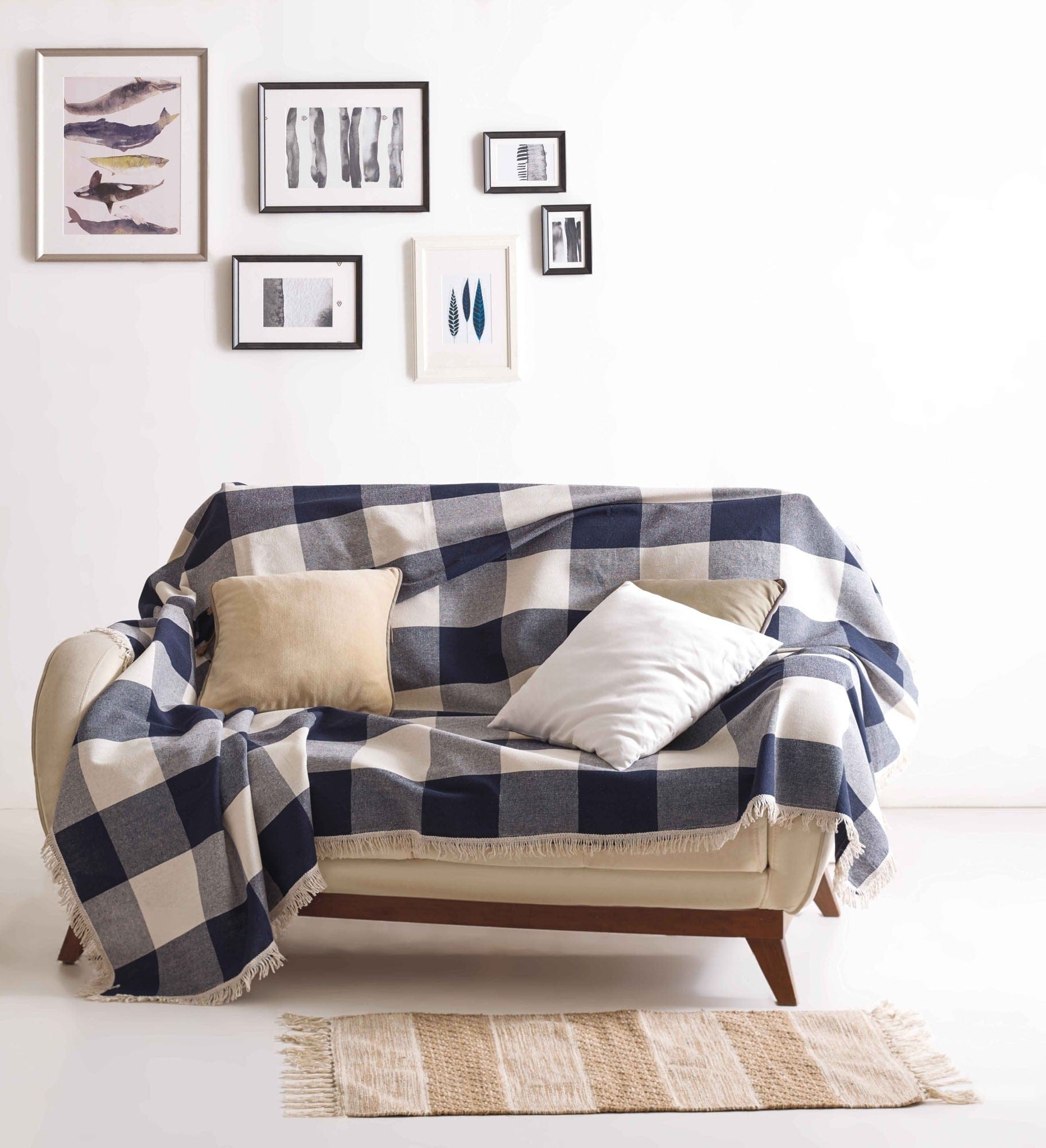 Asir Coperta cotone Dama Blu, 180 x 230 cm