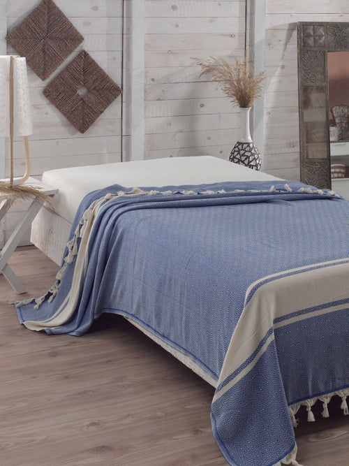 Asir Coperta cotone Elmas Blu, 200 x 240 cm