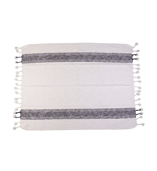 Moycor Coperta cotone Kenia Bianco e Nero, 160 x 120 cm