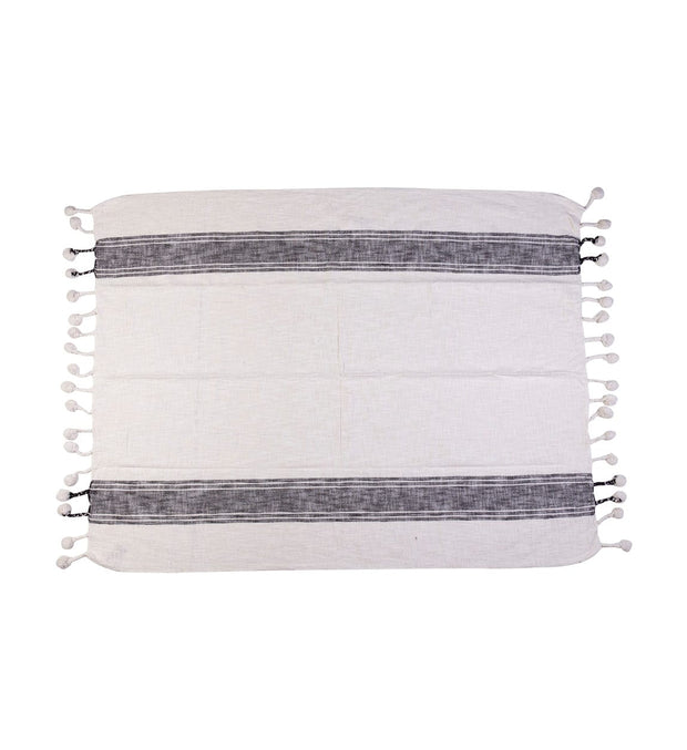 Moycor Coperta cotone Kenia Bianco e Nero, 160 x 120 cm