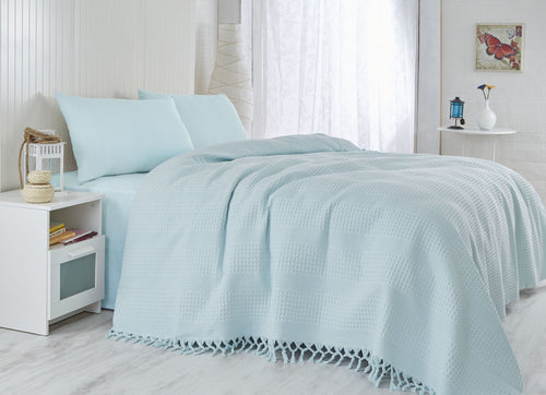 Coperta cotone Pique 114 Blu, 220 x 240 cm
