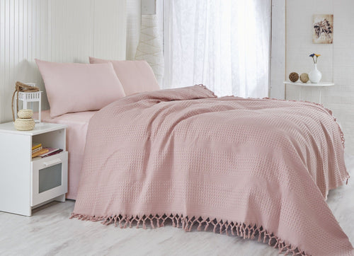 Coperta cotone Pique 122 Rosa, 220 x 240 cm