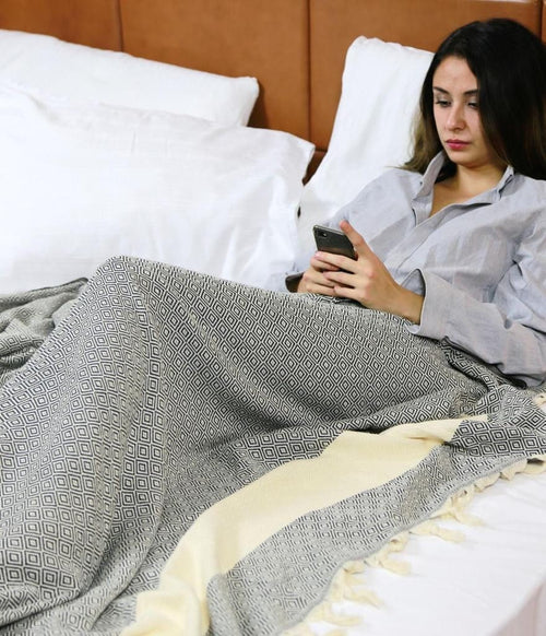 Oyo Coperta cotone Pique Antracite, 200 x 240 cm