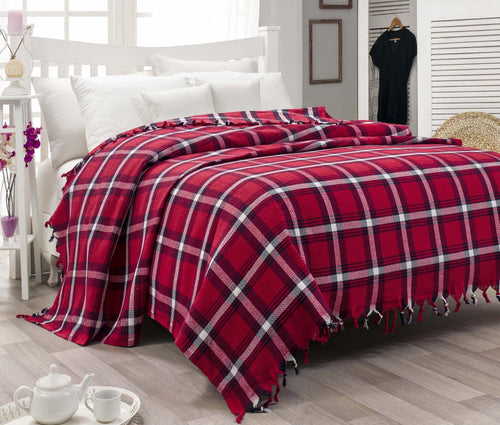 Coperta cotone Scotish Pique Rosso, 200 x 240 cm