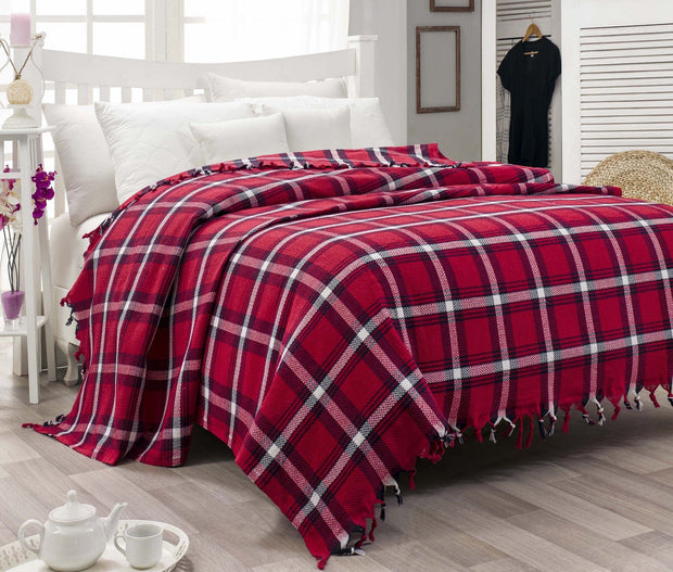 Coperta cotone Scotish Pique Rosso, 200 x 240 cm