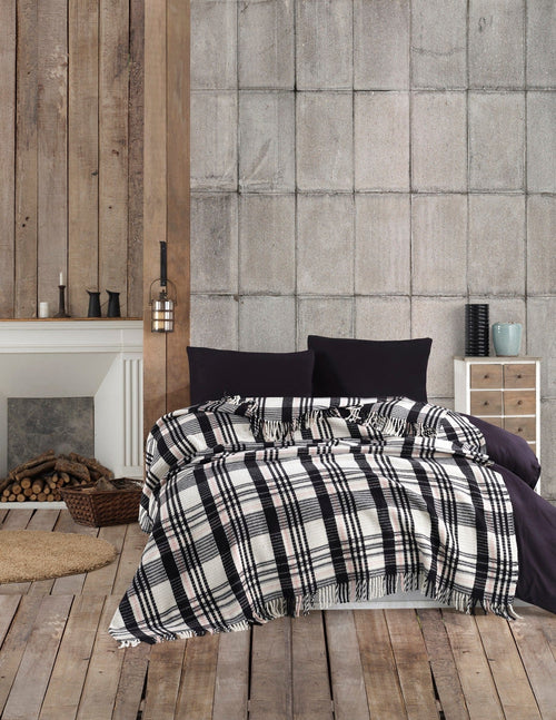 Asir Coperta Ekose Nero, 180 x 220 cm