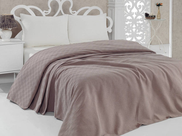 Asir Copriletto in cotone King Marrone, 260 x 220 cm
