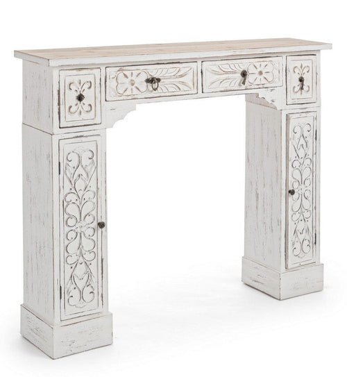 Bizzotto Cornice decorativa per camino con 4 cassetti e 2 ante Spark Bianco