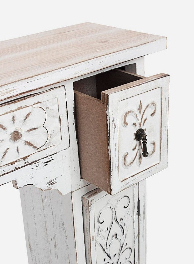 Bizzotto Cornice decorativa per camino con 4 cassetti e 2 ante Spark Bianco