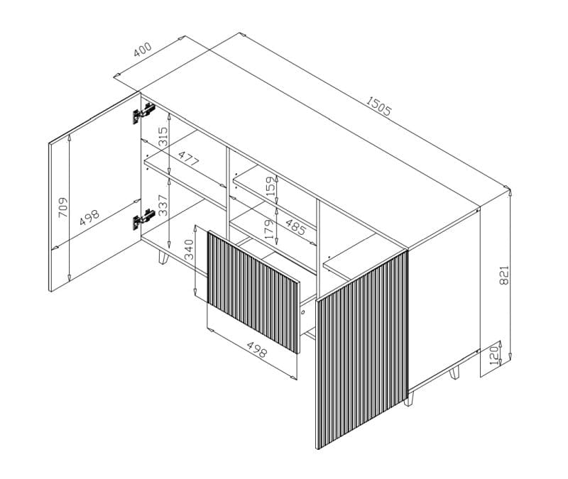 Halmar Credenza con 1 cassetto e 2 ante Pafos Nero