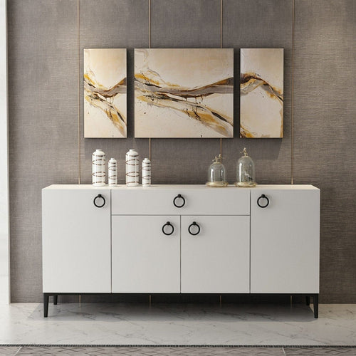 Asir Credenza con 1 cassetto e 4 ante Moon Bianco