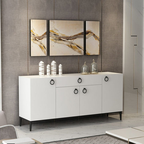 Asir Credenza con 1 cassetto e 4 ante Moon Bianco