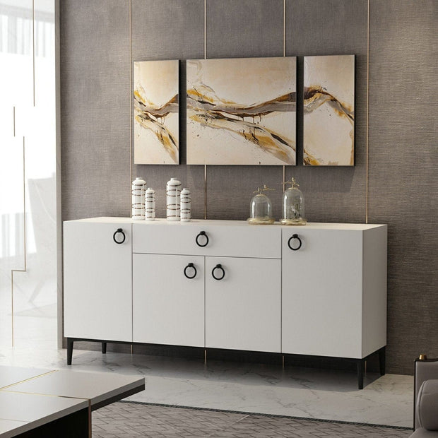 Asir Credenza con 1 cassetto e 4 ante Moon Bianco