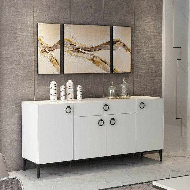 Asir Credenza con 1 cassetto e 4 ante Moon Bianco