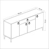 Asir Credenza con 1 cassetto e 4 ante Moon Bianco