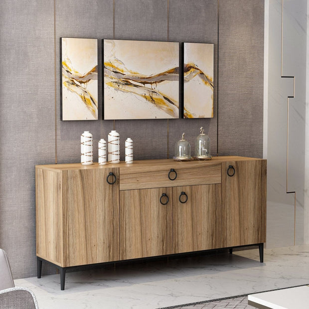 Asir Credenza con 1 cassetto e 4 ante Moon Noce