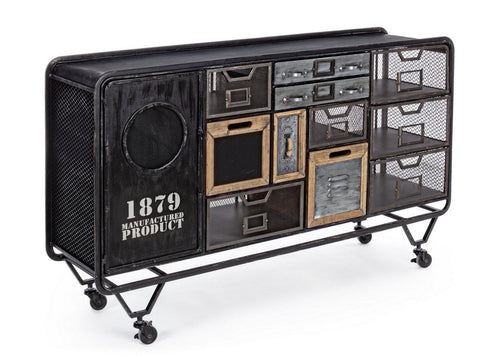 Bizzotto Credenza con 11 cassetti e 1 anta Liverpool Nero