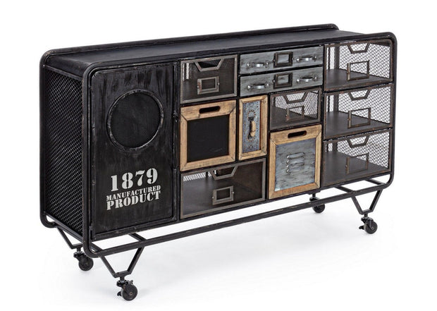Bizzotto Credenza con 11 cassetti e 1 anta Liverpool Nero