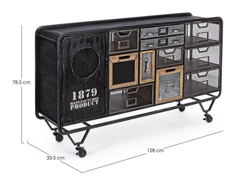 Bizzotto Credenza con 11 cassetti e 1 anta Liverpool Nero