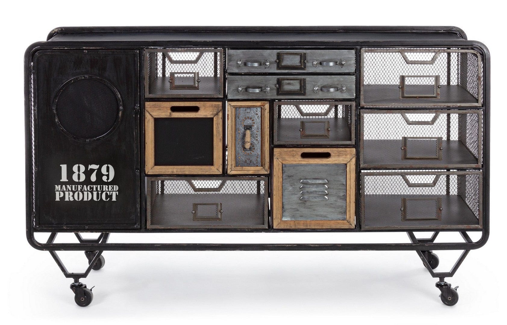 Bizzotto Credenza con 11 cassetti e 1 anta Liverpool Nero