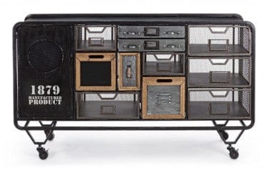 Bizzotto Credenza con 11 cassetti e 1 anta Liverpool Nero