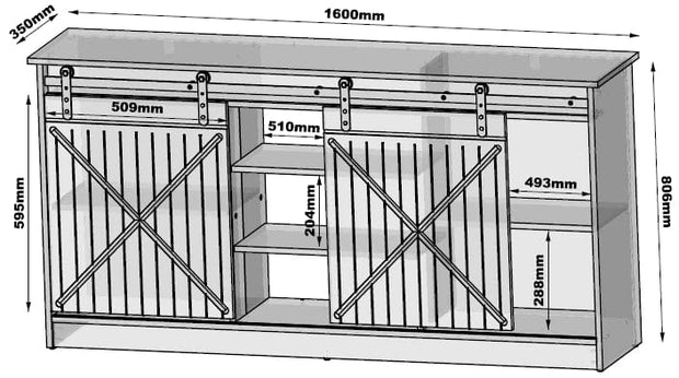 Halmar Credenza con 2 ante Granero Nero