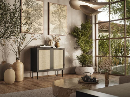 Halmar Credenza con 2 ante Juta Nero