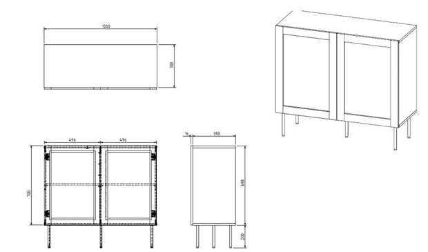 Halmar Credenza con 2 ante Juta Nero